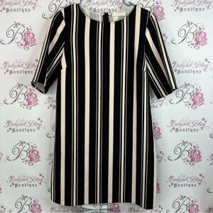 Vicolo Italy dress stripes black red cream white long sleevStylish Striped Dress